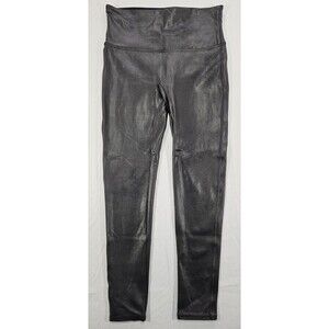 SPANX Faux Leather Leggings Women's L Black Compression Indie Sleaze Athletic